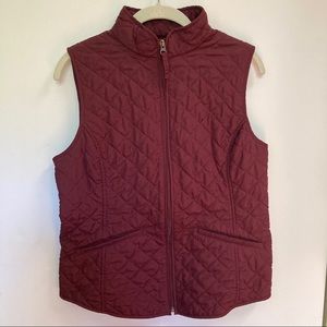 Van Heusen Burgundy quilted zip vest size M